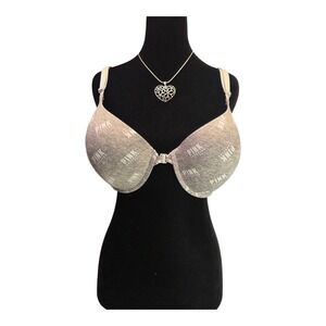 Victoria's Secret 38DD  Wear Everywhere Push Up Bra Gray PINK logo Front Close